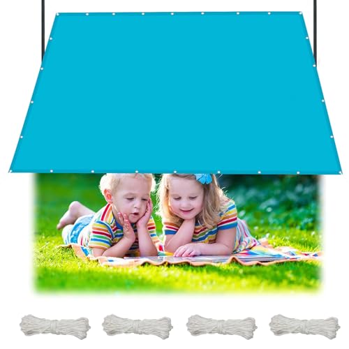 Sonnensegel, Sonnensegel PES Rechteck 1.2 x 6.5 m Sonnensegel Wasserdicht, Beschattungsnetz Gewächshaus 98% UV-Schutz, mit Ösen und Befestigungsseile für Garten Terrasse Camping, Himmelblau von NINGBAI