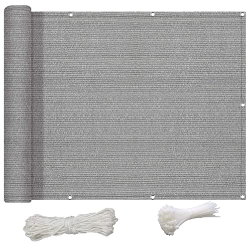 Sun Segel Sonnensegel 2.2 x 3 m Windschutz Überdachung Plane, Windschutz Sonnendach HDPE 220g/m², Leicht Transparent für Balkon Camping Terrasse Pergola, Grau von NINGBAI