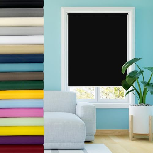 Verdunklungsrollo Thermo Rollos 80 x 60 cm Klemmrollo Rollo, Duo Doppelrollo, Fensterrollo Sonnenchutz Sichtschutz und Sonnenchutz für Fenster & Tür, Schwarz von NINGBAI