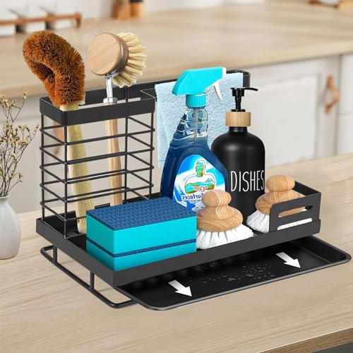 NINGESHOP Spülbecken Organizer Spülbecken Caddy Organizer mit Abnehmbarer Ablaufwanne, Kitchen Sink Organizer Spüle Badezimmer Waschbecken Organizer für Schwamm waschbecken Organizer, schwammhalter von NINGESHOP