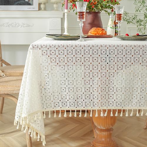NINGHOME Tischwäsche,150x180cm,Längliche Tischtuch Staubdicht Knitterfrei Leinen Tischdecke für Restaurant Picknick Küchen Tischdekoration von NINGHOME