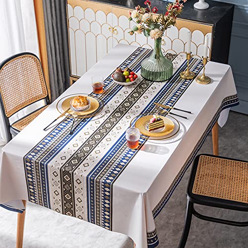 NINGHOME Wasser- und ölbeständig,140x180cm,Rechteck Dekoration Tischdecke PVC wasserdicht Elegante Tischdecke mit Mehrere Muster Staubdichte waschbare Küchentischabdeckung für Speisetisch von NINGHOME