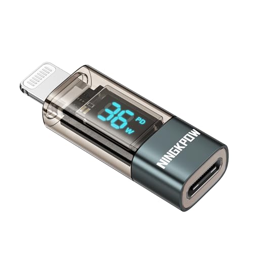 NINGKPOW USB C auf Lightning Adapter 36W Mit LED Display PD Schnellladung für iPhone 14 13 12 11 Pro Max, Pad Pro/Air 5/Mini 6, Nicht für OTG/Audio NINGKPOW USB C auf Lightning Adapter 36W Mit LED Display PD Schnellladung für iPhone 14 13 12 11 Pro Max, Pad Pro/Air 5/Mini 6, Nicht für OTG/Audio von NINGKPOW