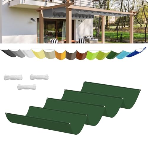 Einziehbar Welle Sonnensegel 100x450cm Dunkelgrün (BxL), Verstellbar Schattenabdeckung,Sonnenschutz Wasserdicht Outdoor Pergola UV-beständig Markise,Anwendbar auf Garten Balkon Terrasse von NINGOU