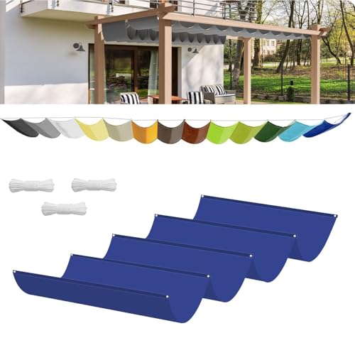 Einziehbar Welle Sonnensegel 60x450cm Blau (BxL), Verstellbar Schattenabdeckung,Sonnenschutz Wasserdicht Outdoor Pergola UV-beständig Markise,Anwendbar auf Garten Balkon Terrasse von NINGOU