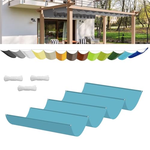 Einziehbar Welle Sonnensegel 80x650cm Seeblau (BxL), Verstellbar Schattenabdeckung,Sonnenschutz Wasserdicht Outdoor Pergola UV-beständig Markise,Anwendbar auf Garten Balkon Terrasse von NINGOU