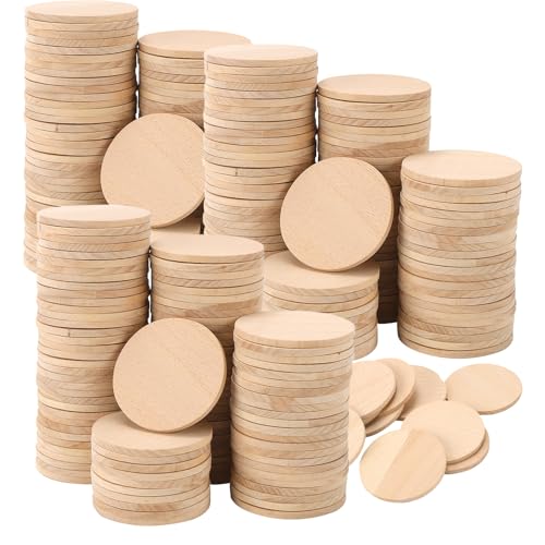 NINGWAAN 100 Stück Holzkreise, 5,1 cm runde Holzscheiben, 0,3 cm dick, unlackiertes Bastelzubehör für DIY-Projekte, Gravieren, Malen von NINGWAAN