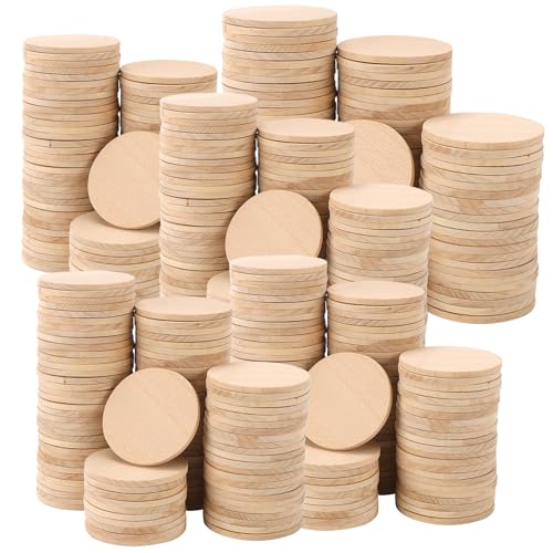 NINGWAAN 200 Stück Holzkreise, 5,1 cm runde Holzscheiben, 0,3 cm dick, unlackiertes Bastelzubehör für DIY-Projekte, Gravieren, Malen von NINGWAAN