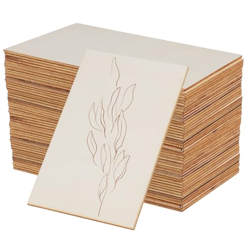 NINGWAAN Unlackierte Holzplatten, 10,2 x 15,2 cm, 2 mm dünnes Sperrholz, 100 Stück, für Heimwerker und Holzbearbeitung von NINGWAAN