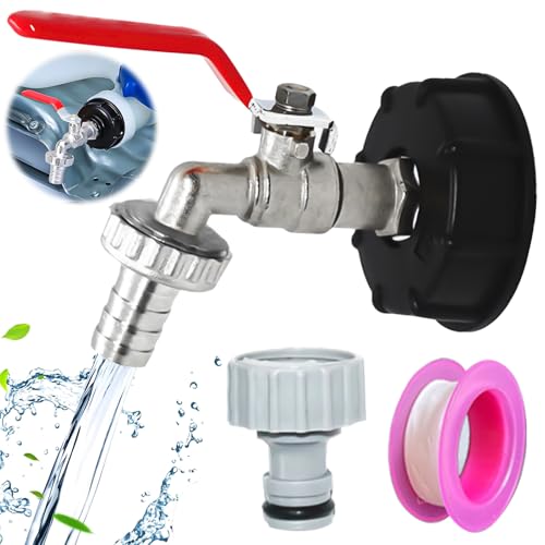 NINGYER 1000l Wassertank Zubehör Auslaufhahn, IBC Auslaufhahn mit 1/2 Zoll Anschluss, Wasserhahn IBC Tank 1000l für Wassertankhahn, Regenwassertank-IBC-Tankadapter NINGYER 1000l Wassertank Zubehör Auslaufhahn, IBC Auslaufhahn mit 1/2 Zoll Anschluss, Wasserhahn IBC Tank 1000l für Wassertankhahn, Regenwassertank-IBC-Tankadapter von NINGYER