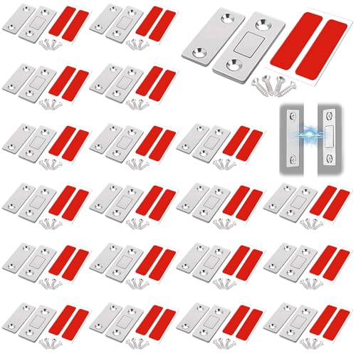 NINGYER 20 Stück Türmagnet, Ultradünne Selbstklebefolie Türmagnete, Magnete Schranktüren für Schiebetüren/Küchen/Fenster/Schränke/Türriegel (Silber) von NINGYER