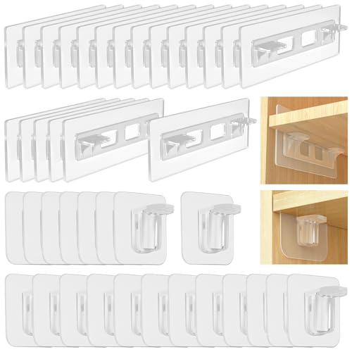 NINGYER 40 Stk Regalbodenträger Selbstklebend, Regalstützen Selbstklebend Ohne Bohren, Regalträger Selbstklebend, für Schränken, Bücherregal, Kleiderschrank und Weinschrank (2 Modelle) von NINGYER