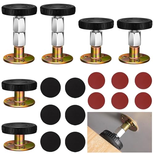 NINGYER 6 Stück Kopfteil Stabilisator, Verstellbares Kopfteil Stopper mit Gewinde, Edelstahl Bettstopper Wand Teleskopstütze für Betten, Schränke, Sofas Anti-Shake-Werkzeug (33–87 mm) von NINGYER