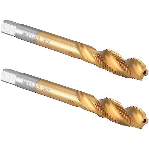 Gewindeschneidwerkzeuge 2 Stück M8 x 1 Spiralnut-Gewindebohrer, HSS-Titan-beschichteter Spiralnut-Stecker-Gewindebohrer M8 x 1,0 von NINHFTDROU