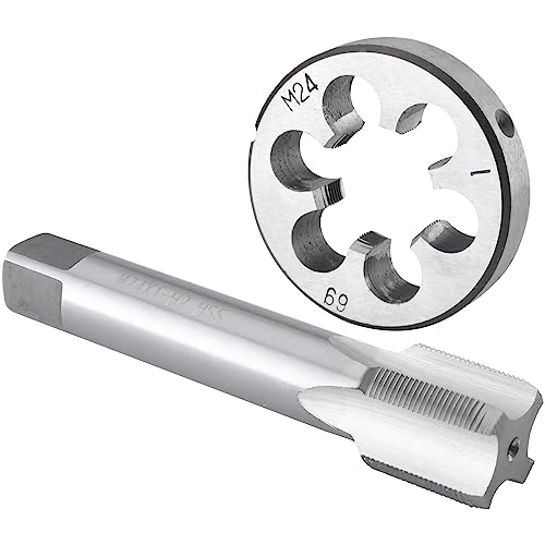 Gewindeschneidwerkzeuge M24 X 1 Gewindebohrer- und Schneideisensatz Rechtsgewinde, M24 x 1,0 Maschinengewindebohrer und Rundschneideisen von NINHFTDROU