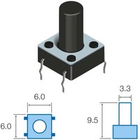 Ninigi - Drucktaster Touch Button 6x6mm Gesamttastenhöhe 9,5mm TACT-69K-F von NINIGI