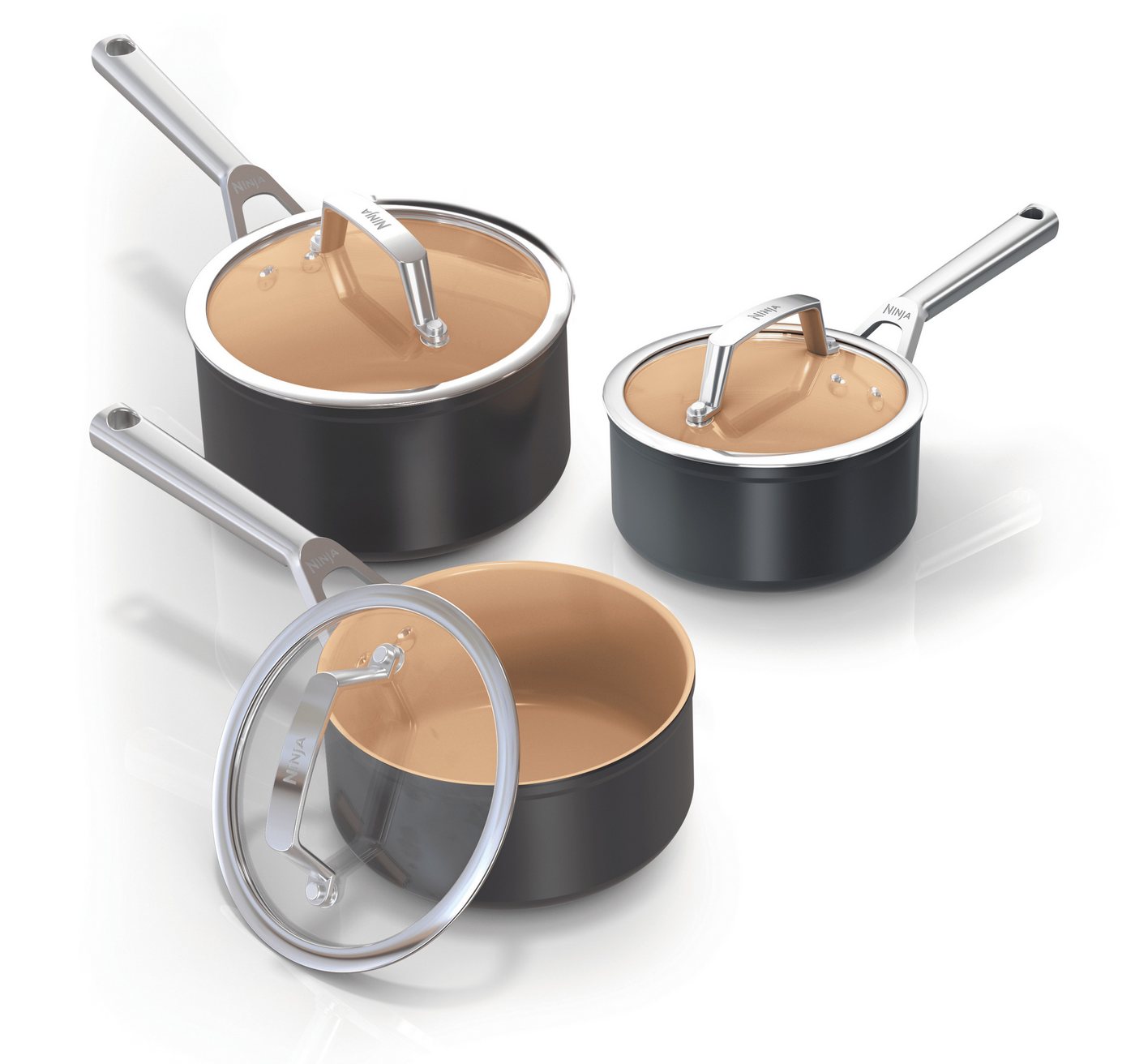 NINJA Topf-Set CW93000DE Premium Keramik-Topfset 3-teilig 16/18/20 cm von NINJA
