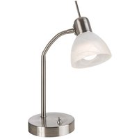 Led Tischleuchte 1-f.Daytona Nickel,Glas alab. Weiss incl.1xE14,3W,LED H:30cm,Glas 10cm,mit FlexarmFALSCH von NINO LEUCHTEN