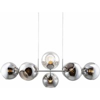 Hängelampe Pendelleuchte Glas 8 flammig Hängeleuchte verstellbar Glaskugel Esstischlampe, Metall rauchfarben, 8x E27 Fassungen, LxBxH 100x38x150 cm von NINO LEUCHTEN