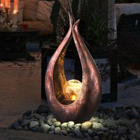 Gartendeko LED Solarlampe Skulptur bronze Dekoleuchte Außenlampe, Bruchglas Kugel, BxHxT 25 x 47,5 x 13 cm, 2er Set von NINO