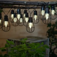 LEDs Solar Lichterkette Aussen Solarlampe Garten Dekoration Retro Stil, Metall rost, led warmweiß, l 200 cm, 2er Set von NINO
