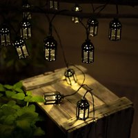 Lichterkette Solarleuchten Aussen led Solarlampe Gartenlampe Dekoration in Laternenform, Kunststoff schwarz, 20x led warmweiß, l 200 cm von NINO