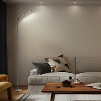 Led Stehleuchte beweglich Stehlampe dimmbar Wohnzimmerleuchte stehend, Metall, schwarz-chrom, 6,5W 500Lm warmweiß, h 145 cm von NINO
