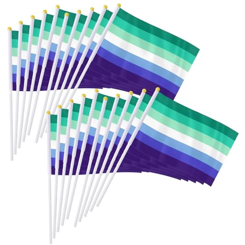 100 Prozent kleine Pride-Flaggen auf Stöcken, tragbare handgekurrierte Polyester-Mini-Pride-Flaggen für Party-Dekor-Geschenke im Freien, 5, 5x8, 3 Zoll auf Sticks von NIOMICO
