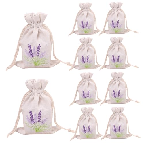 Beutelbeutel leer, 10pcs 3, 9 x 5, 5 Zoll Lavendelbeutel Leinwand Kordelzug Beutel für Gewürz, getrocknete Blumen, Kräuter, Schmuck Morelavender von NIOMICO