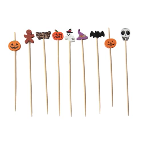 NIOMICO 100pcs Fruchtstöcke Einweg -Bambus -Cocktailstangen süße Halloween -Dekorationen für Cocktail, Party, Obst, Kürbis von NIOMICO