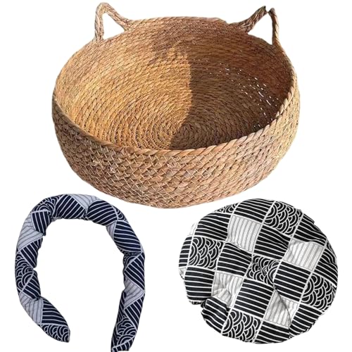 NIOMICO 3Pcs Cat Beds for Indoor Cats 16.9x5.5in 2-in-1 Woven Cat Baskets Bed with Soft Cushion Scratch-Proof Kitten Bed Cozy Round Wicker BasketCat Beds for Indoor Cats NIOMICO 3Pcs Cat Beds for Indoor Cats 16.9x5.5in 2-in-1 Woven Cat Baskets Bed with Soft Cushion Scratch-Proof Kitten Bed Cozy Round Wicker BasketCat Beds for Indoor Cats von NIOMICO