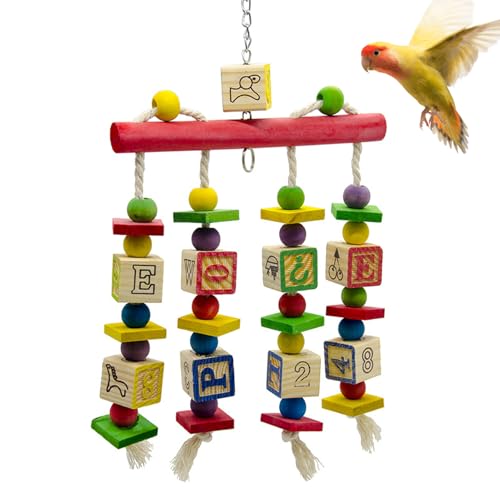 NIOMICO Bird Chew Toys 8x14 Inch Parrot Chew Toys Natural Wood Bird with Hanging Clip Colorful Stress Relief Parrot, Gifts for Birds NIOMICO Bird Chew Toys 8x14 Inch Parrot Chew Toys Natural Wood Bird with Hanging Clip Colorful Stress Relief Parrot, Gifts for Birds von NIOMICO