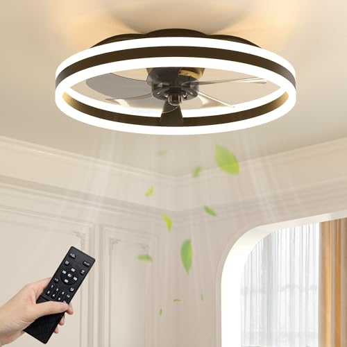NIORSUN Deckenventilator mit Beleuchtung,50CM LED Lampe mit Ventilator,3 Farbtemperatur und 6 Geschwindigkeiten Deckenventilator mit Licht,APP/Fernbedienung Dimmbar Ventilator Deckenlampe Schwarz von NIORSUN