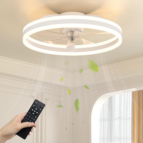 NIORSUN Ventilator Deckenleuchte,LED Deckenventilator mit Beleuchtung 50CM,3 Farbtemperatur und 6 Geschwindigkeiten Deckenventilator mit Lampe,APP/Fernbedienung Dimmbar Ventilator Deckenlampe Weiß von NIORSUN