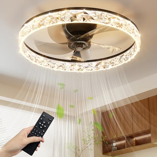 NIORSUN Ventilator Deckenleuchte, 40CM LED Deckenventilator mit Beleuchtung,3 Farbtemperatur und 6 Geschwindigkeiten,Deckenlampe mit Ventilator,APP/Fernbedienung Dimmbar Timer（Schwarz） von NIORSUN