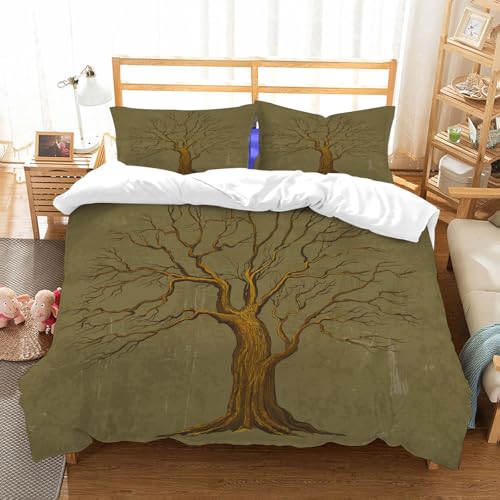 NIOYNJIS Bettwäsche Set 100% Baumwolle ist,Baum, altmodisch, Hintergrund,und allem auch für Personen mit Hautsensibilisierung empfohlen 228x264cm von NIOYNJIS