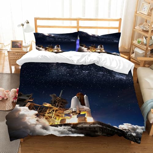 NIOYNJIS Bettwäsche Set 100% Baumwolle ist,EIN Space Shuttle startet zu Einer Mission. Elemente Dieses Bildes wurden von de,und allem auch für Personen mit Hautsensibilisierung empfohlen 228x264cm von NIOYNJIS