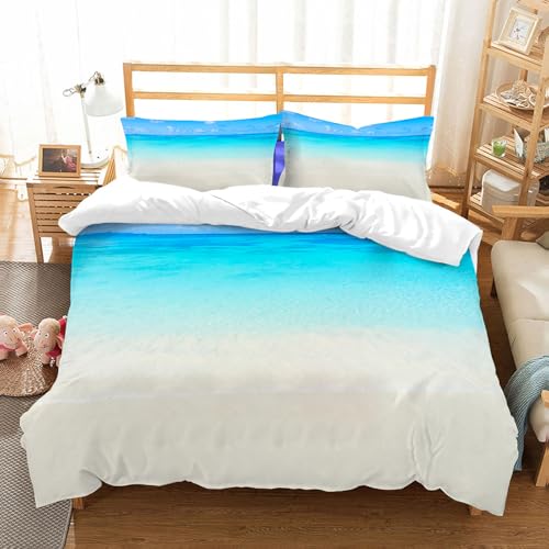 NIOYNJIS Bettwäsche Set 100% Baumwolle ist,Meer Himmel Sand Blick auf Antigua Lagune Karibik Wasser Natur Küste wellig Stra,und allem auch für Personen mit Hautsensibilisierung empfohlen 228x264cm von NIOYNJIS