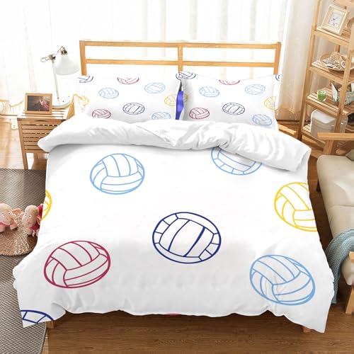 NIOYNJIS Bettwäsche Set 100% Baumwolle ist,Nahtlose Muster Sportbälle (2),und allem auch für Personen mit Hautsensibilisierung empfohlen 228x264cm von NIOYNJIS