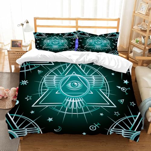 NIOYNJIS Bettwäsche Set 100% Baumwolle ist,Nahtloser Hintergrund Geflügelte Pyramide Allsehendes Auge. Weltraumsymbole. Eso,und allem auch für Personen mit Hautsensibilisierung empfohlen 228x264cm von NIOYNJIS
