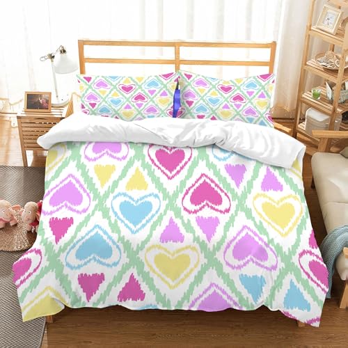 NIOYNJIS Bettwäsche Set 100% Baumwolle ist,Nahtloses Kritzeln hell Kinder Pastell Ornament Muster Design Hintergrund,und allem auch für Personen mit Hautsensibilisierung empfohlen 228x264cm von NIOYNJIS