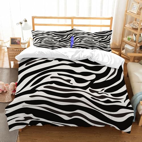 NIOYNJIS Bettwäsche Set 100% Baumwolle ist,Nahtloses Muster der gestreiften Haut eines Tigerzebras.,und allem auch für Personen mit Hautsensibilisierung empfohlen 228x264cm von NIOYNJIS