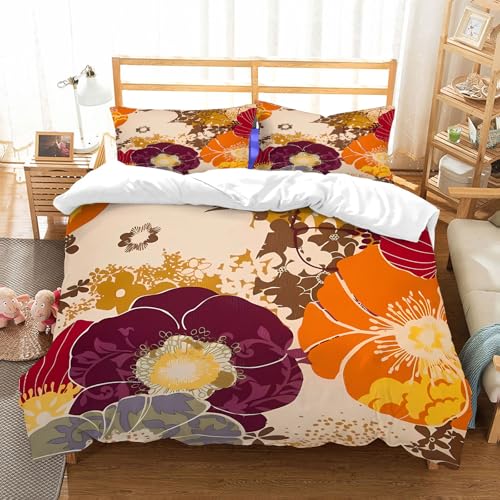 NIOYNJIS Bettwäsche Set 100% Baumwolle ist,Nahtloses Muster mit Blumen und Pflanzen. Blumenhintergrund. Sommerdruck. Stoffd,und allem auch für Personen mit Hautsensibilisierung empfohlen 228x264cm von NIOYNJIS