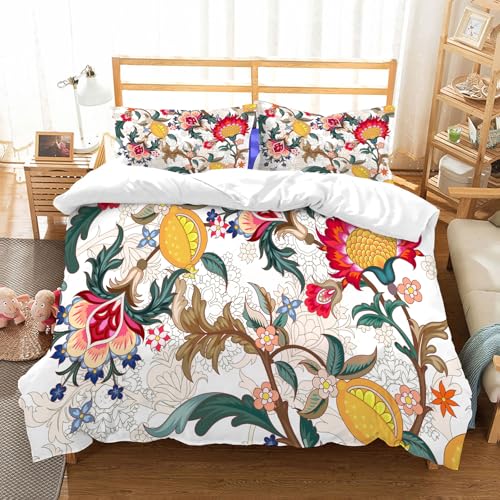 NIOYNJIS Bettwäsche Set 100% Baumwolle ist,Nahtloses Muster mit stilisierten Blumen,und allem auch für Personen mit Hautsensibilisierung empfohlen 228x264cm von NIOYNJIS