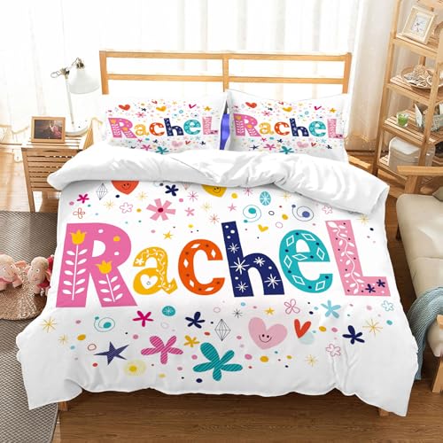 NIOYNJIS Bettwäsche Set 100% Baumwolle ist,Rachel Mädchen Name dekorative Schriftzug Typ Design,und allem auch für Personen mit Hautsensibilisierung empfohlen 228x264cm von NIOYNJIS