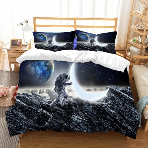NIOYNJIS Bettwäsche Set 100% Baumwolle ist,Raumfahrer und Seine Mission. Gemischte Medien,und allem auch für Personen mit Hautsensibilisierung empfohlen 228x264cm von NIOYNJIS