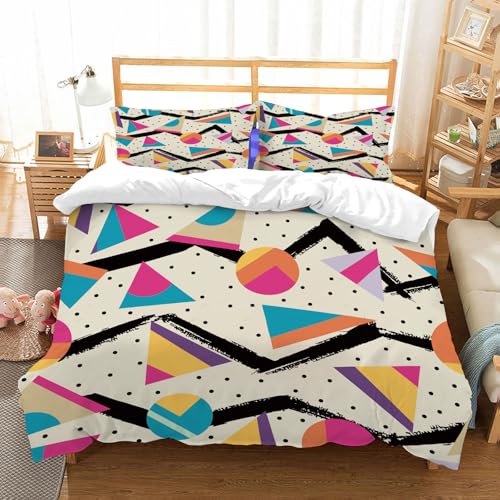 NIOYNJIS Bettwäsche Set 100% Baumwolle ist,Retro Vintage 80er Memphis Modestil Nahtlose Muster Illustration Hintergrund. Id,und allem auch für Personen mit Hautsensibilisierung empfohlen 228x264cm von NIOYNJIS