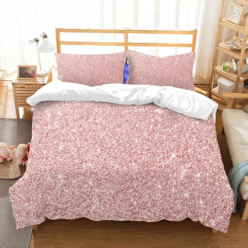 NIOYNJIS Bettwäsche Set 100% Baumwolle ist,Roségold Glitzer Verschwommener Glitzer,und allem auch für Personen mit Hautsensibilisierung empfohlen 228x264cm von NIOYNJIS