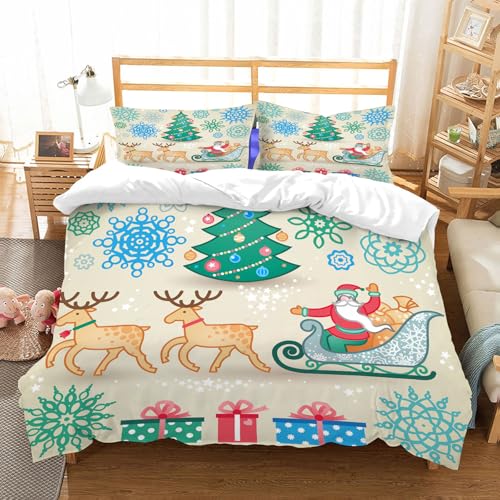 NIOYNJIS Bettwäsche Set 100% Baumwolle ist,Satz von Weihnachtsvektorelementen Winterferien-Symbolsammlung. Es kann zum Verz,und allem auch für Personen mit Hautsensibilisierung empfohlen 228x264cm von NIOYNJIS