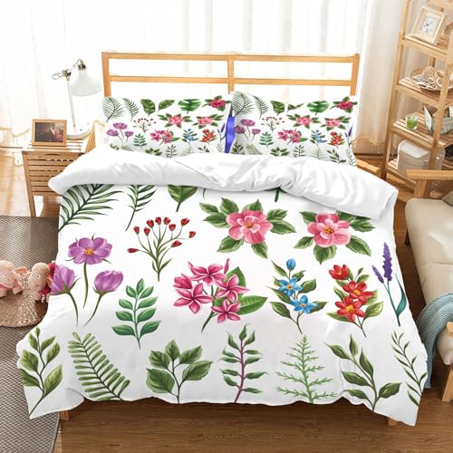 NIOYNJIS Bettwäsche Set 100% Baumwolle ist,Set aus traditionellen und tropischen Blumen und Blättern,und allem auch für Personen mit Hautsensibilisierung empfohlen 228x264cm von NIOYNJIS